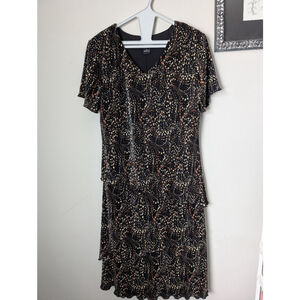 Jessica Howard Black Gold Tiered Dress Size 10, women's